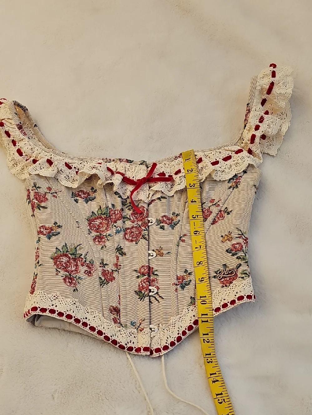 Lace Made Rosey Cottage Corset Size Small - Picture 3 of 10